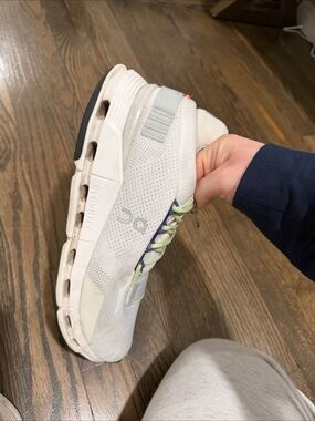 On Cloud Cloudtec Running Sneakers in Off-White with Lime Accents